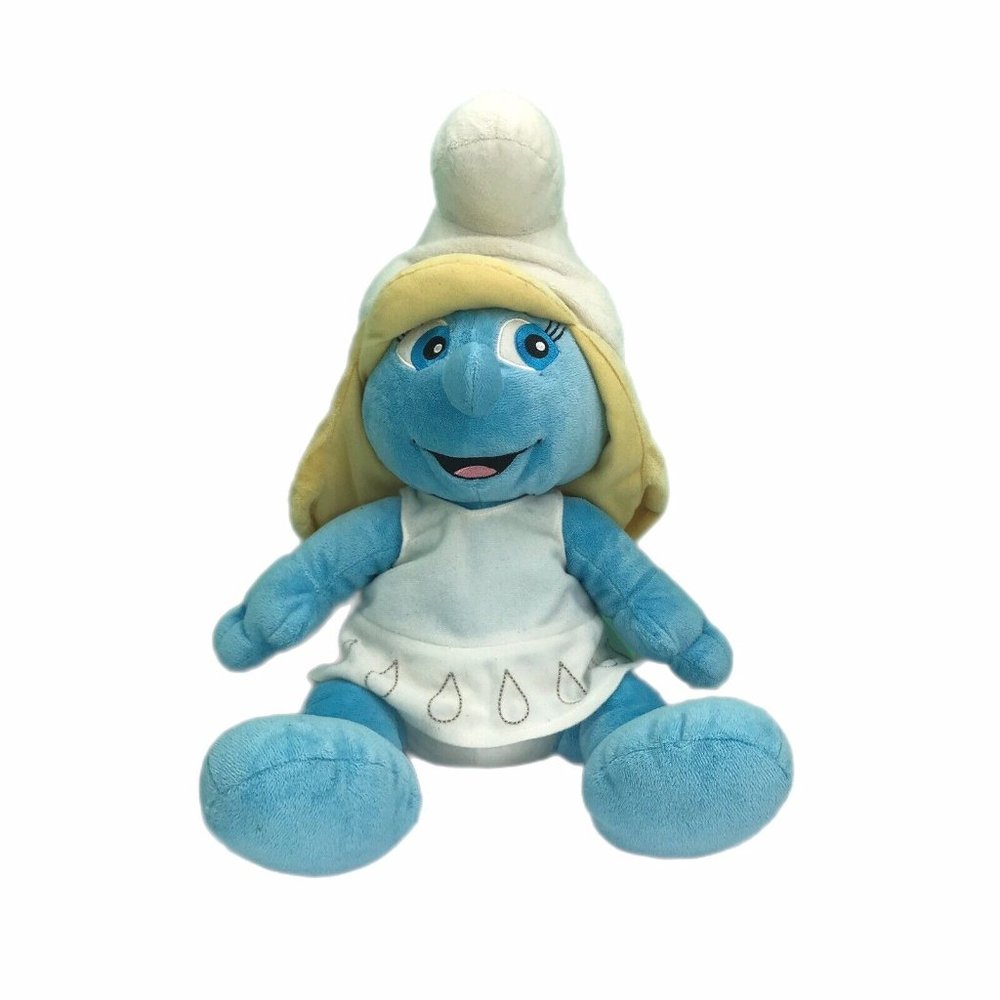 Build A Bear Workshop Smurfs Smurfette 2011 Plush Stuffed Toy 17" Blue White EUC